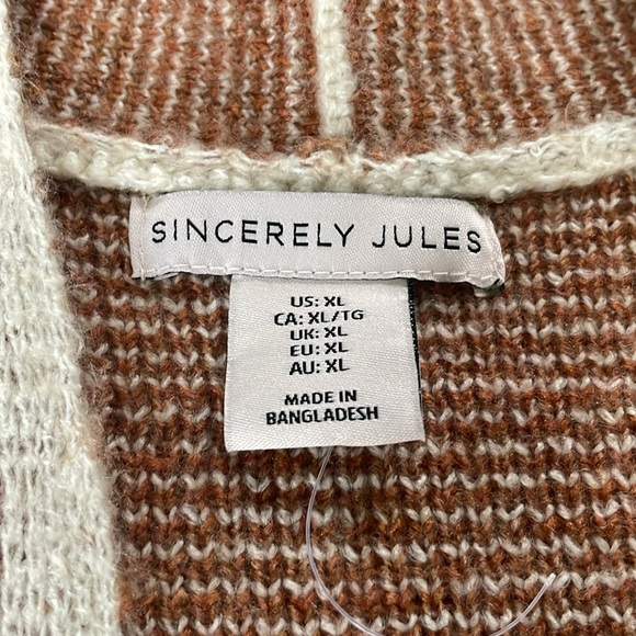 Sincerely Jules Duster Cardigan Color Block Womens XL Earth Tones Soft Cozy NEW - Picture 3 of 11